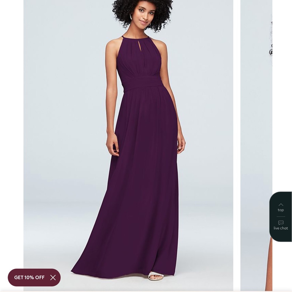 David’s Bridal High-neck chiffon bridesmaid dress with keyhole